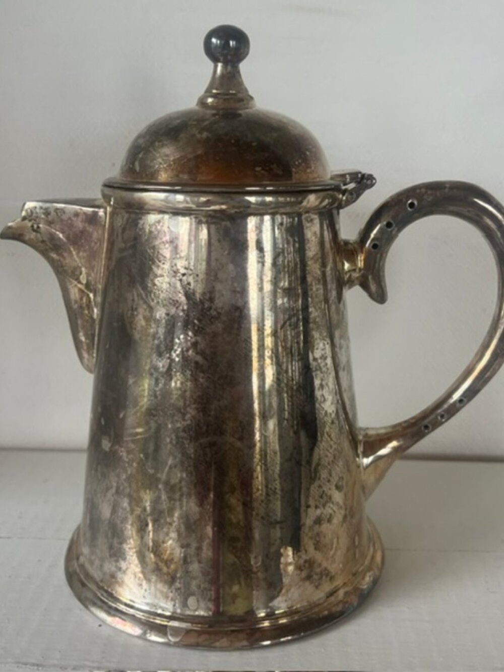 Vintage Heavy Silver Plate Coffee Pot Hinged Lid Hotelware 8” Unmarked